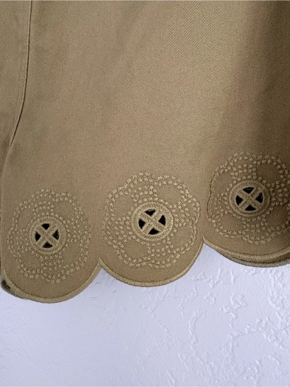 ❤️NEW entro Olive Scalloped Eyelet High-Waist Shorts